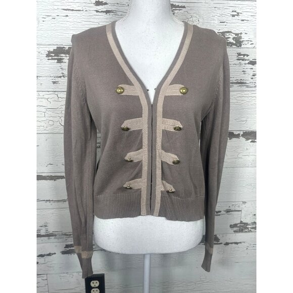 CABI Coporal Military Style Cardigan Taupe Sz M #281 EUC - Picture 2 of 6